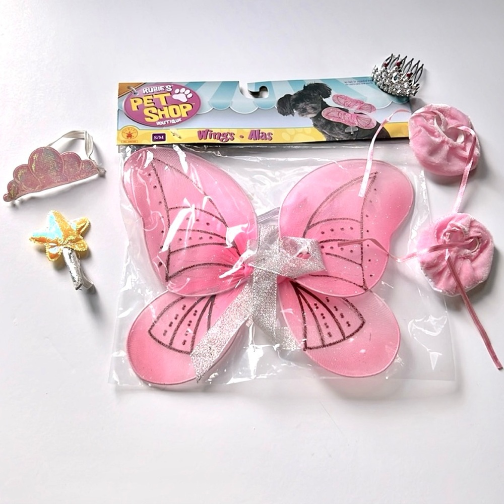 NWT Small Dog Pink Wings & Fairy Accessories, S/M (For small dogs)